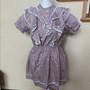 Floral Ruffle Dress with Lace Trim